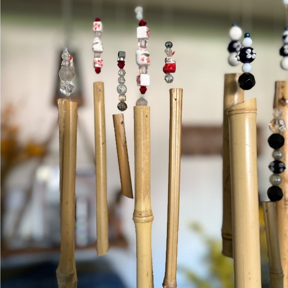 Elegant Bamboo Wind Chime with Beaded Accents